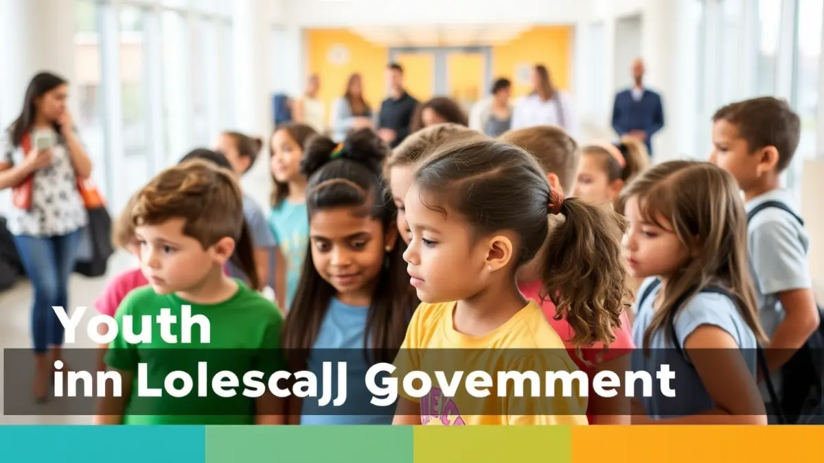 Imagen de niños y adolescentes participando en una reunión municipal.