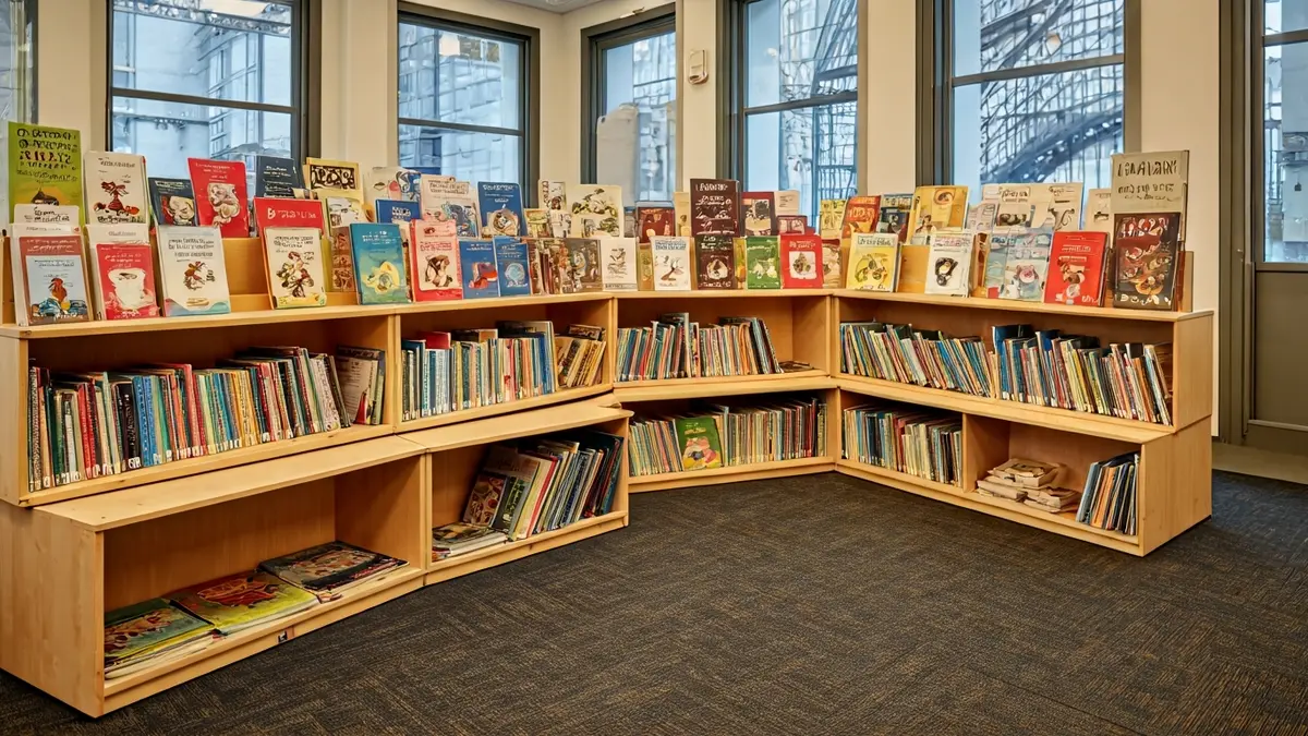 Imagen genérica de un espacio de lectura infantil con libros y colores vivos.