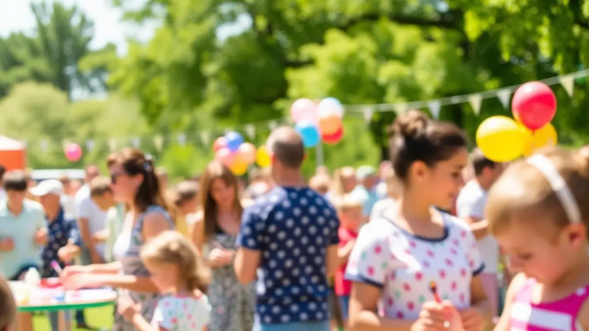 Imagen genérica de un festival familiar en un parque con diversas actividades.