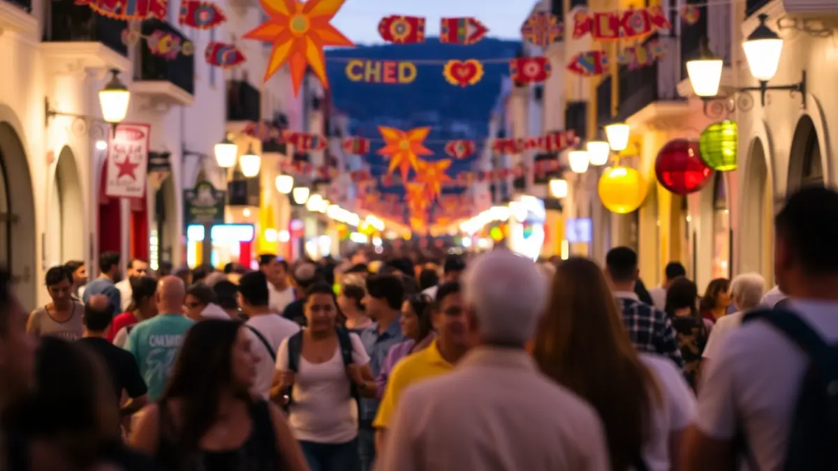 Imagen de ambiente festivo en Santa Cruz de Tenerife durante las Fiestas de Mayo.
