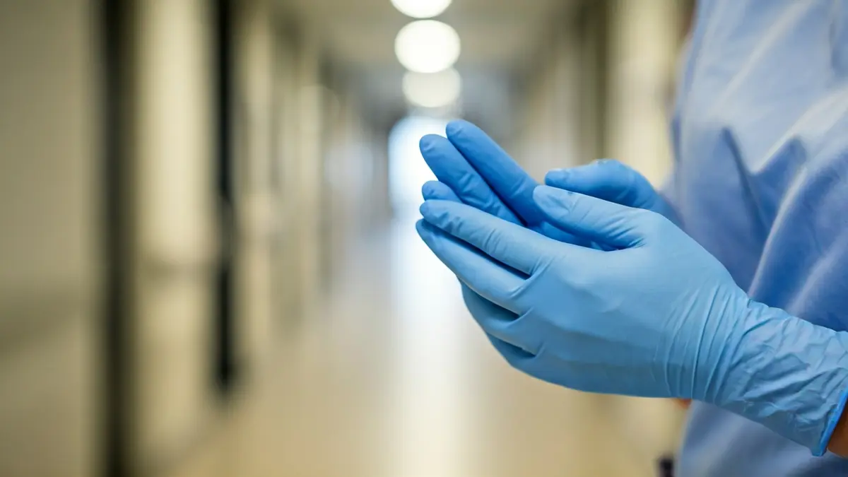 Generic image of a healthcare professional's hands in a hospital setting.