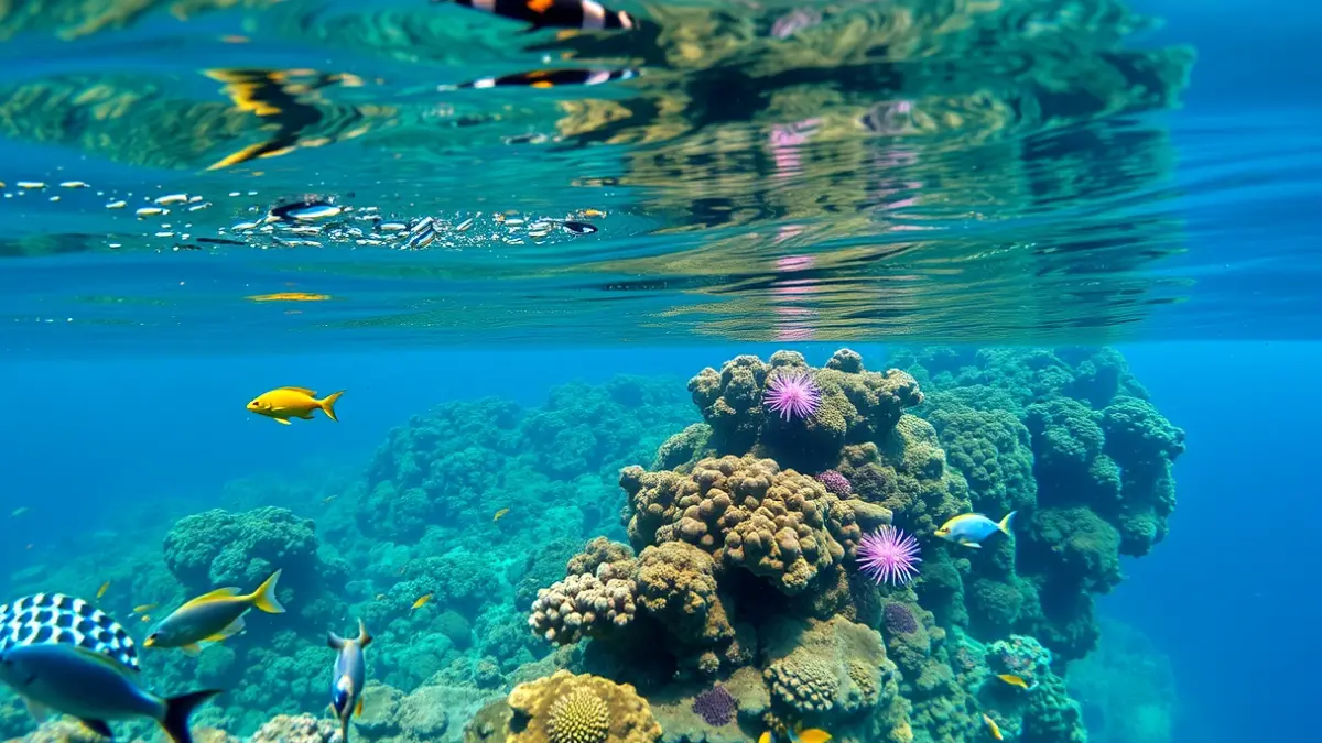 Imagen de un ecosistema marino protegido en las Islas Canarias, con arrecifes y peces.