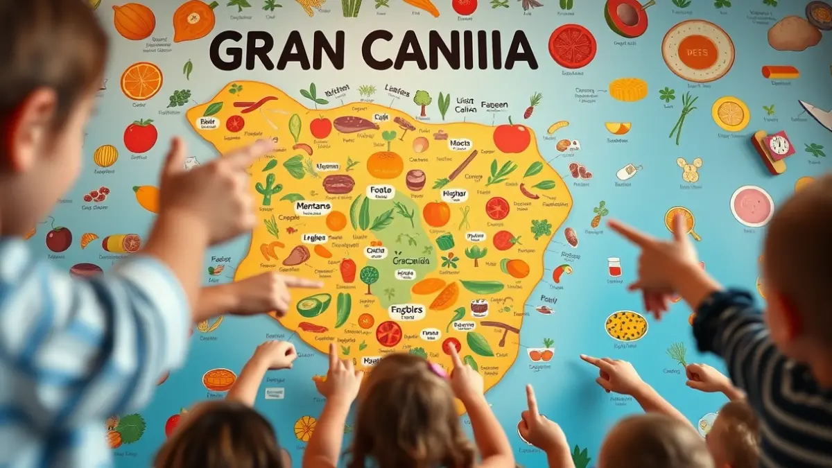 Image of an interactive mural featuring local ingredients from Gran Canaria.