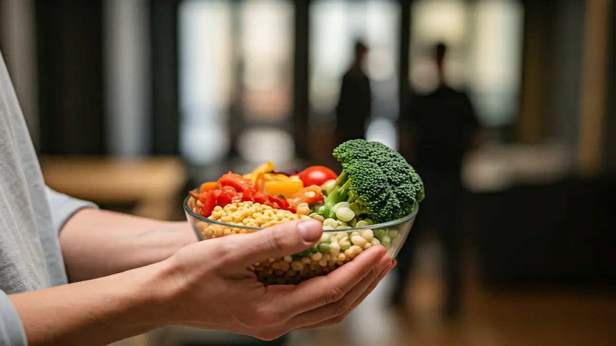 Imagen genérica de manos sosteniendo una comida saludable, simbolizando bienestar y equilibrio.