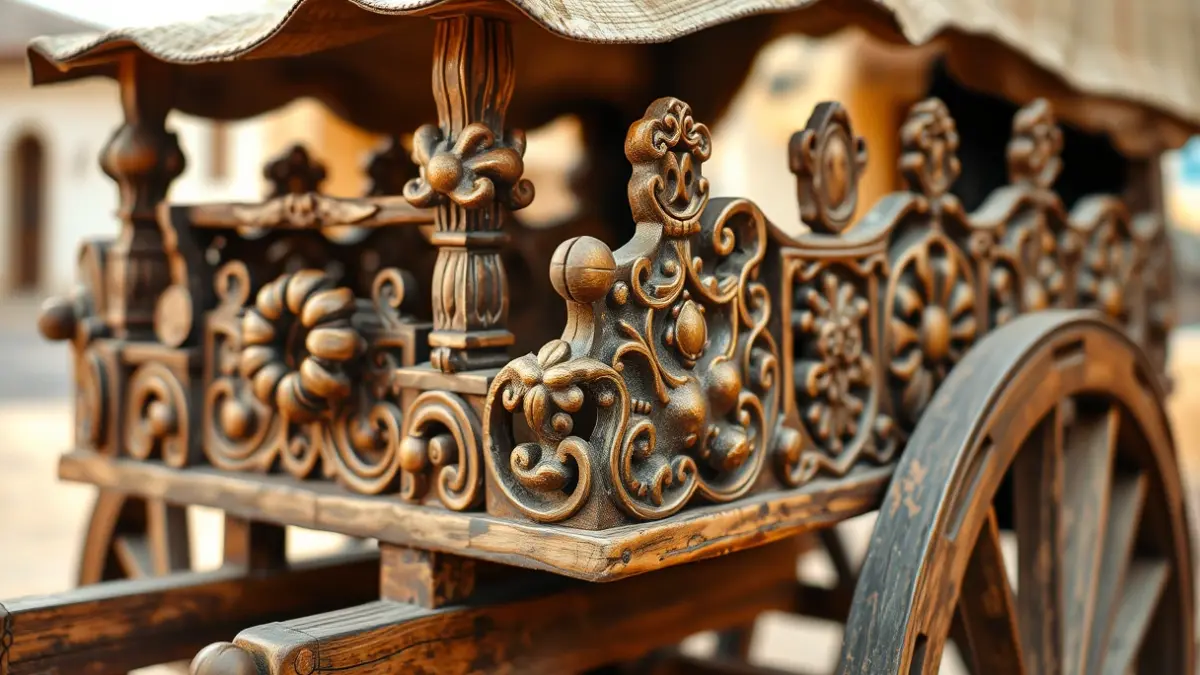 Image of the artisanal details of a traditional cart in Tegueste.