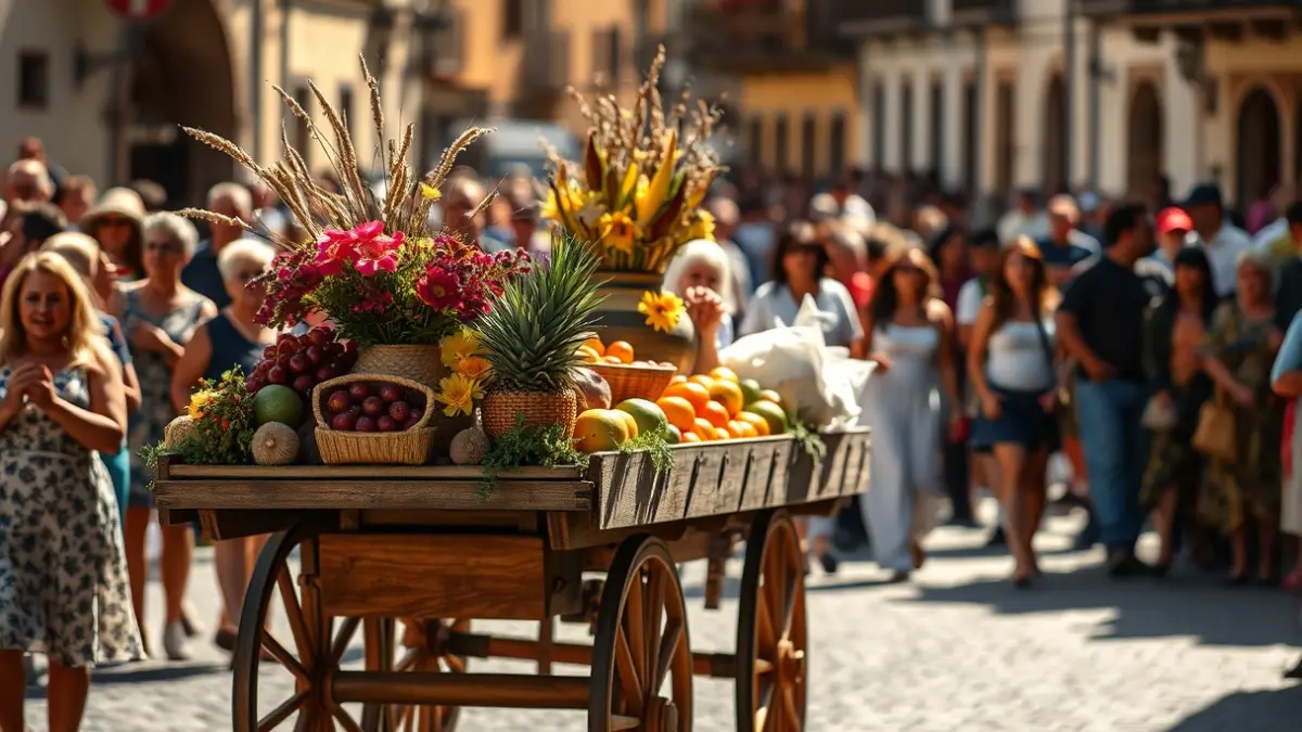 Image of a traditional cart decorated for a romería in the Canary Islands.