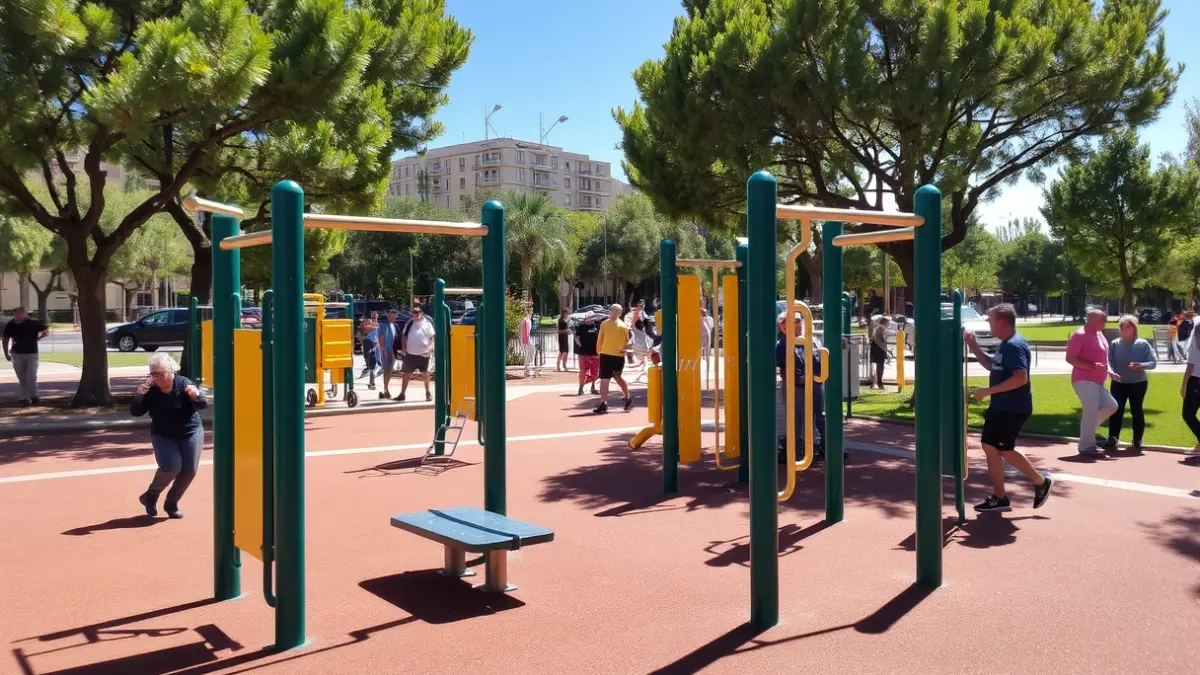 Imagen genérica de un gimnasio al aire libre en un parque urbano.