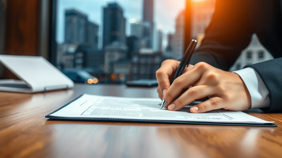 Imagen genérica de manos firmando un documento oficial, simbolizando la aprobación de un plan urbanístico.