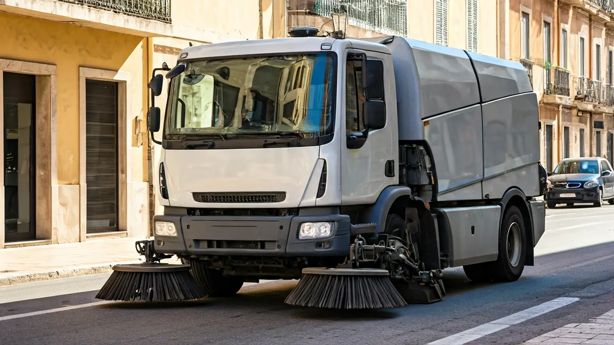 Imagen genérica de un vehículo de limpieza urbana moderno en funcionamiento.