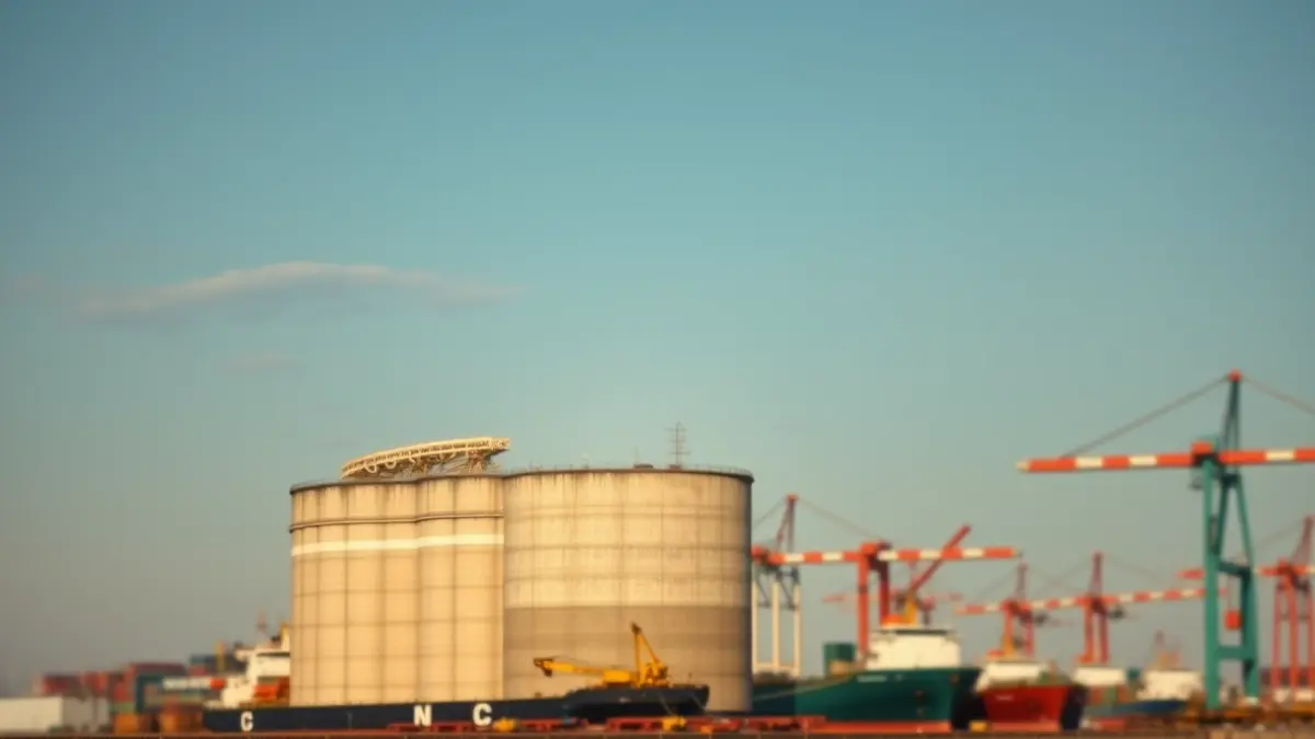 Image of the Santa Cruz Silo, a concrete structure in the port.