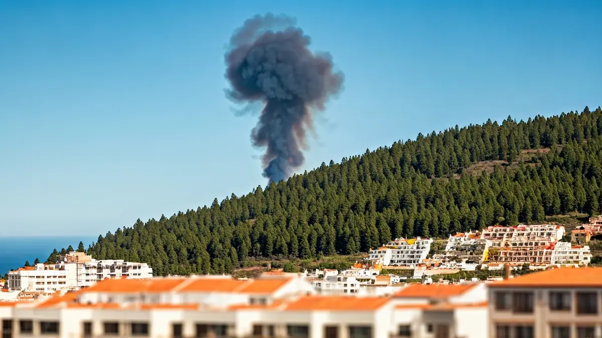 Imagen de un simulacro de incendio forestal en una zona de interfaz urbano-forestal.
