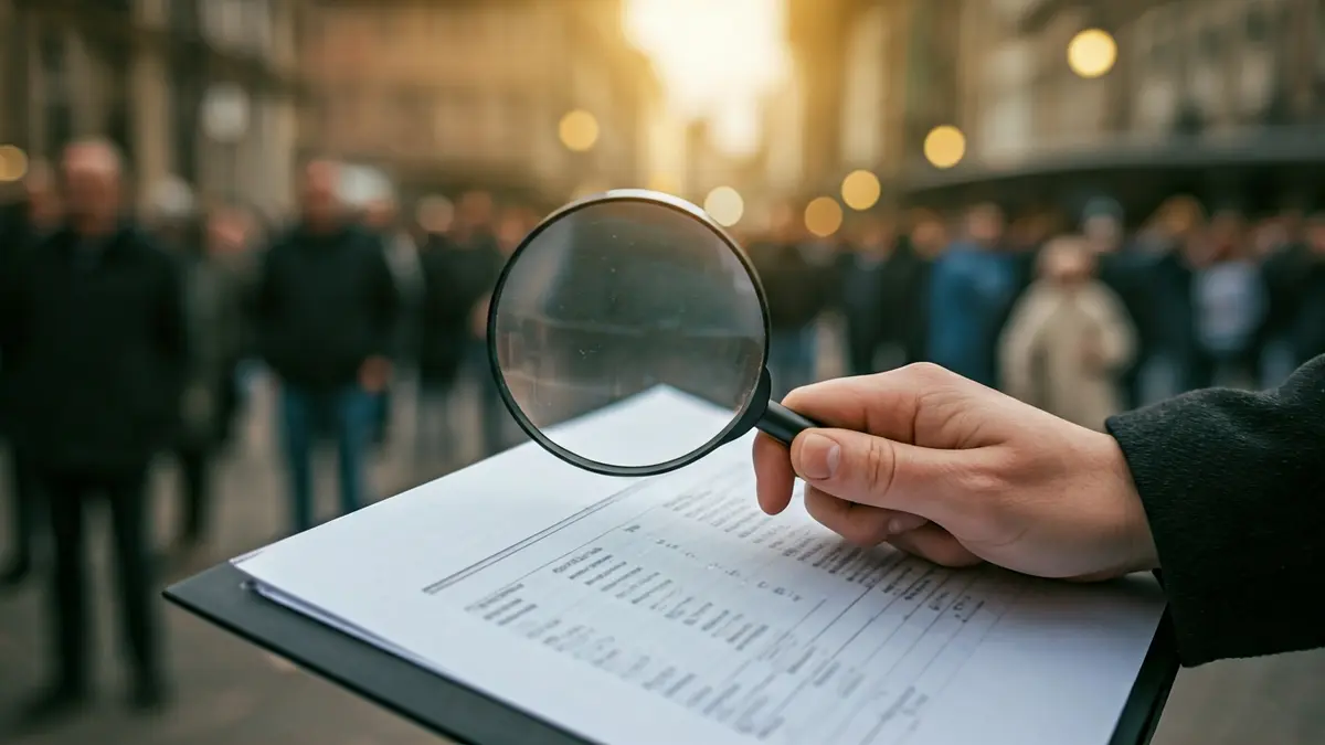 Imagen genérica de una mano con lupa sobre un documento, simbolizando transparencia.