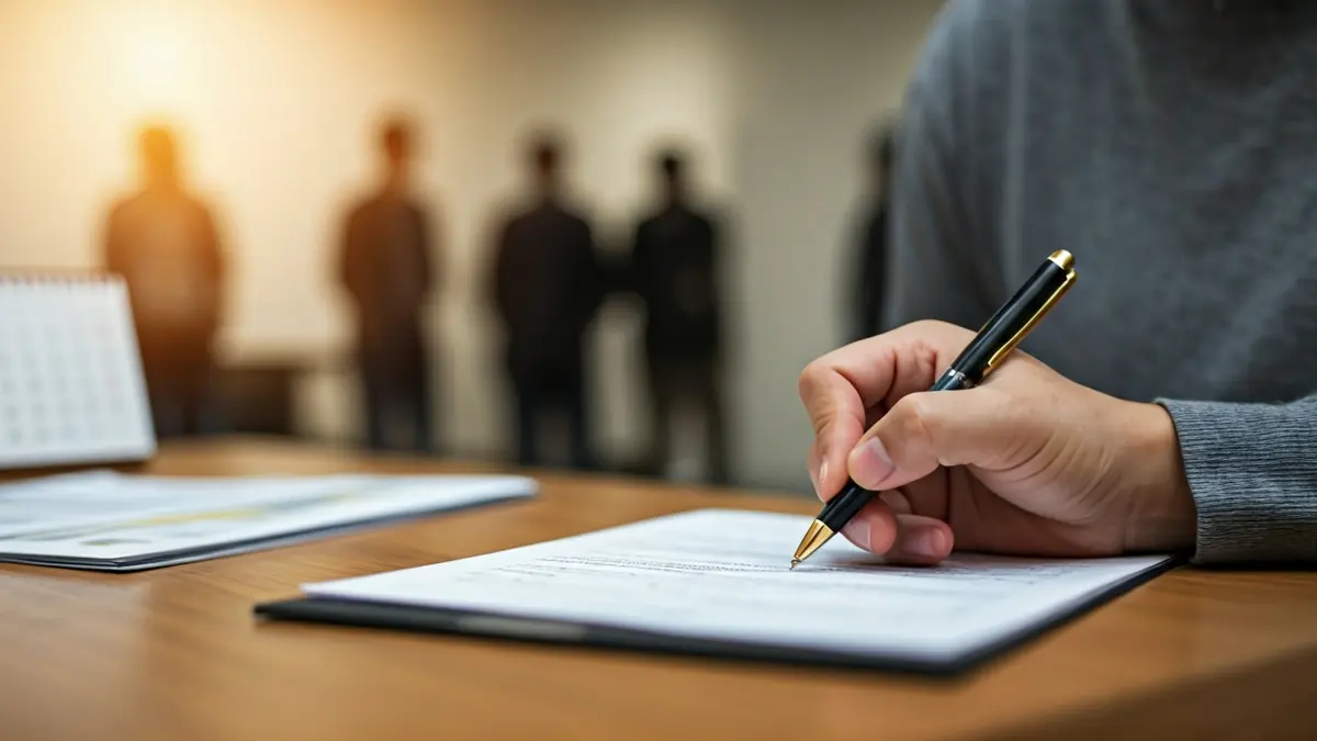 Imagen genérica de una persona rellenando un formulario de solicitud.