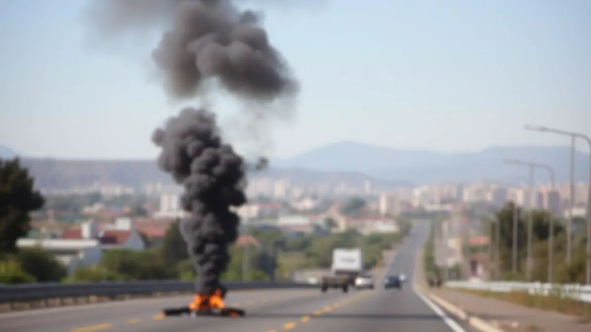 Imagen de una densa columna de humo negro elevándose sobre Santa Cruz de Tenerife.