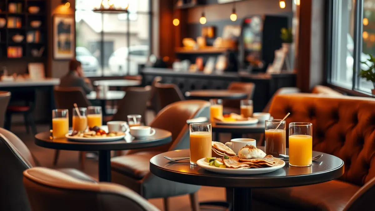 Generic image of a breakfast and brunch spot with a cozy atmosphere.