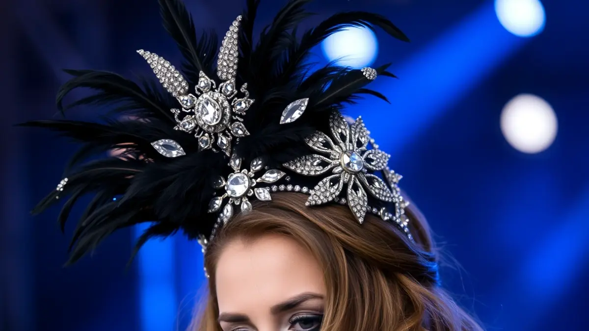 Tocado inspirado en el Carnaval de Tenerife, diseñado para una artista internacional.