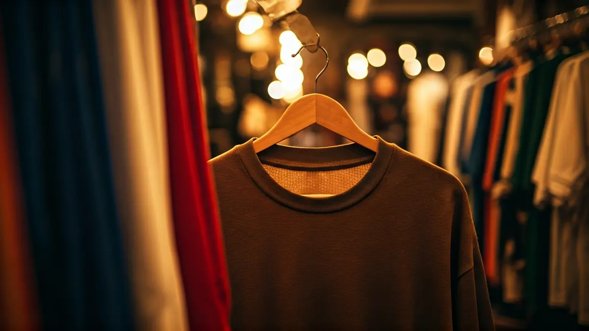 Imagen genérica de una camiseta de fútbol retro colgada en una tienda.