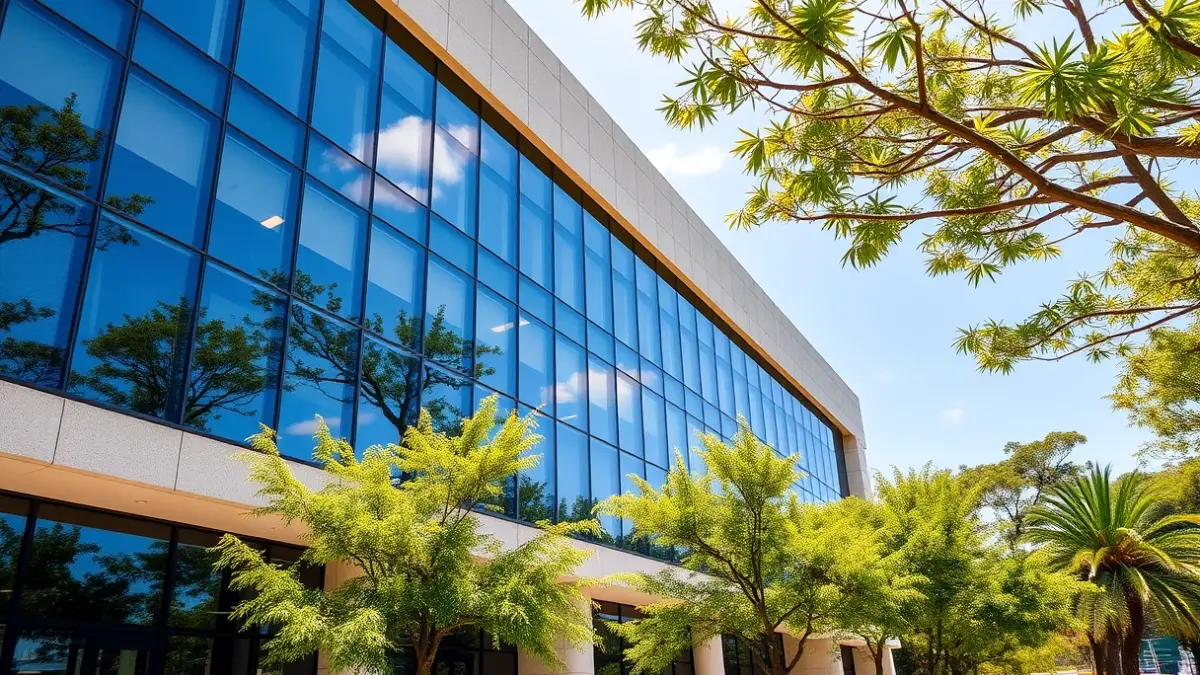 Imagen genérica de un edificio universitario moderno en un entorno soleado de Canarias.