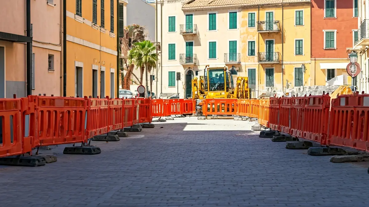 Generic image of canalization works on a street.