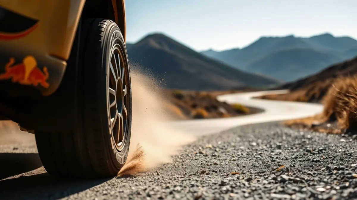 Image of a rally car on a mountain road in Canarias.