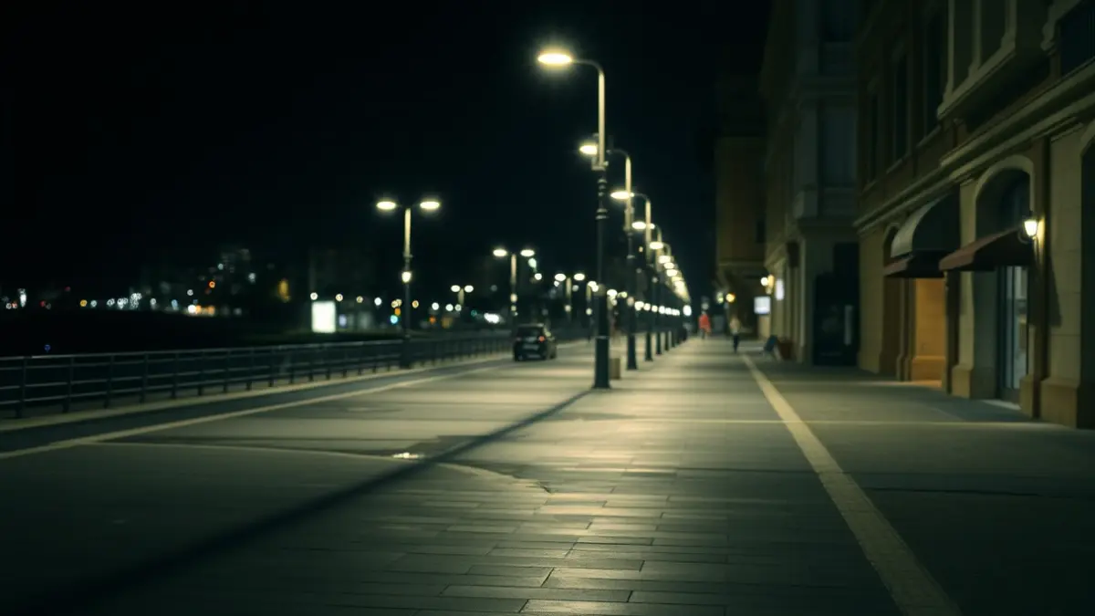 Darkened pedestrian promenade due to vandalism in San Bartolomé de Tirajana