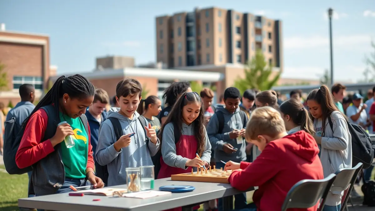 Estudiantes de secundaria participando en diversas actividades educativas al aire libre en Vecindario.