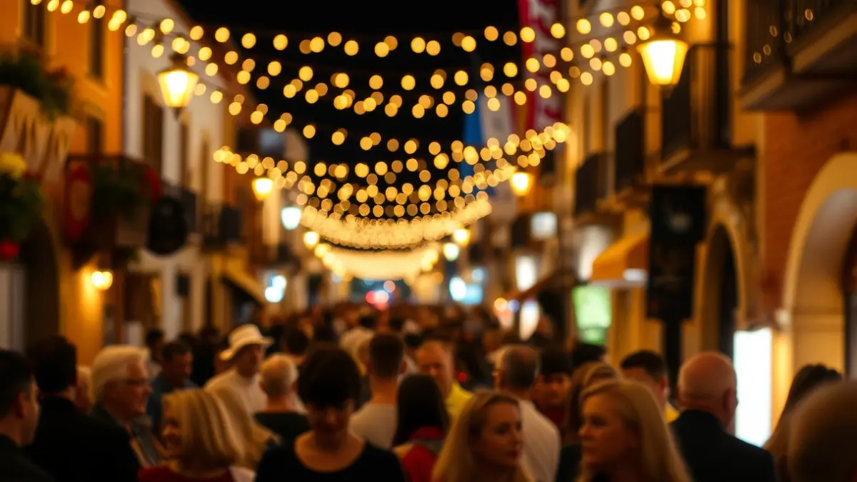 Image of a festive night atmosphere in a traditional Canarian street.