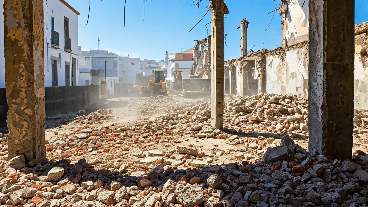 Image of a building under demolition in Villa de Mazo.