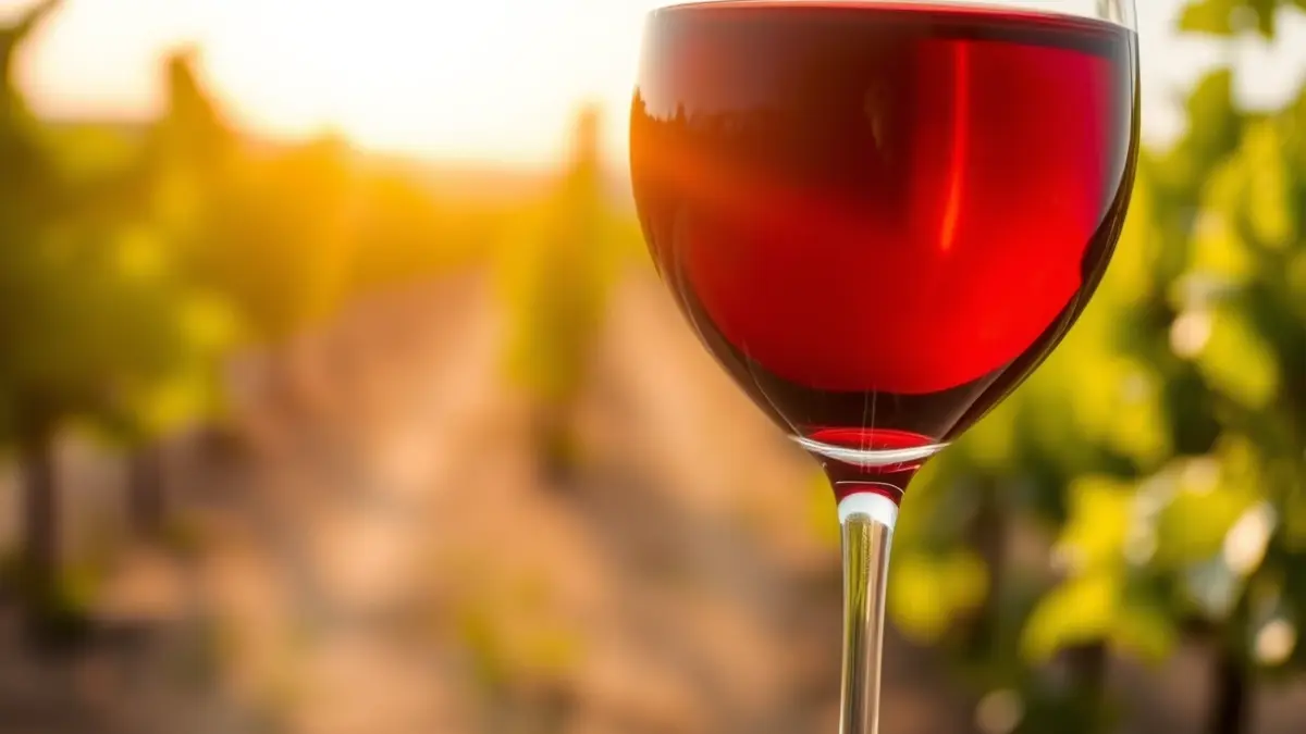Generic image of a wine glass with a vineyard in the background.