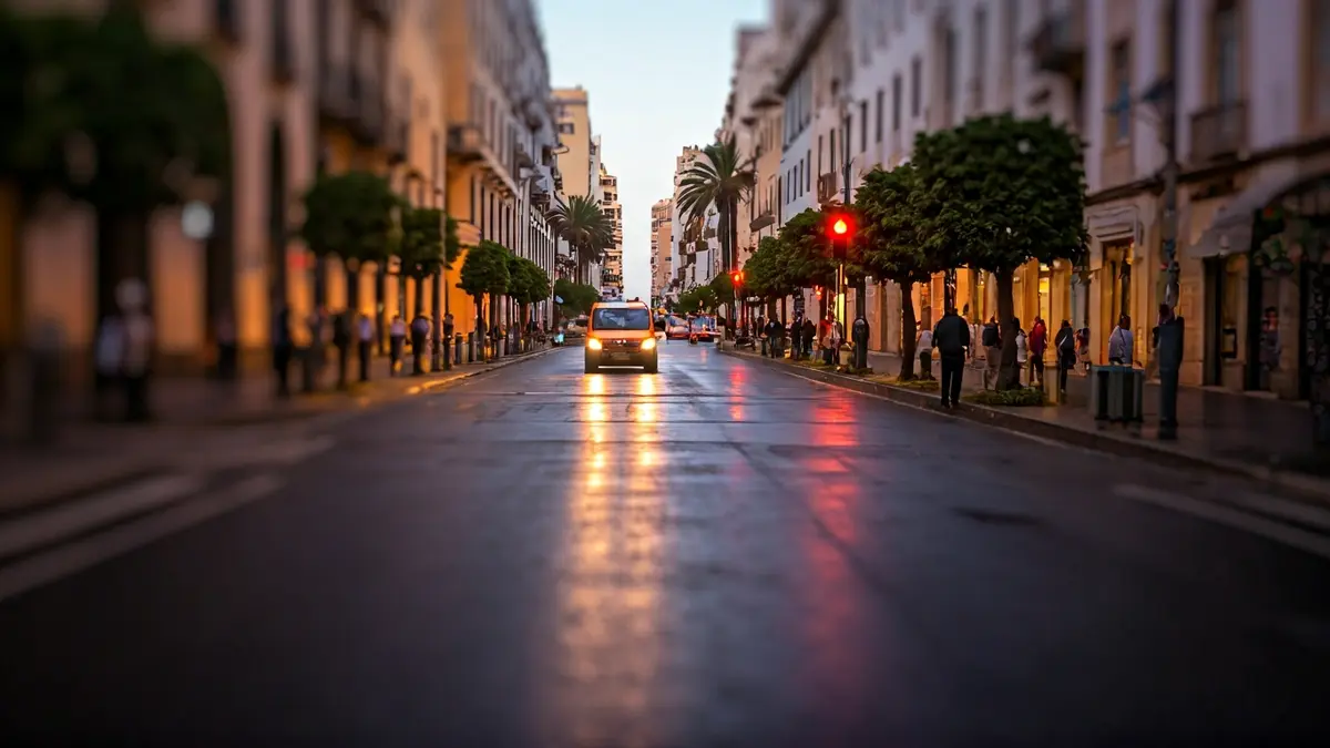 Image of a street with emergency lights and traffic, reflecting preparations for a large public event.