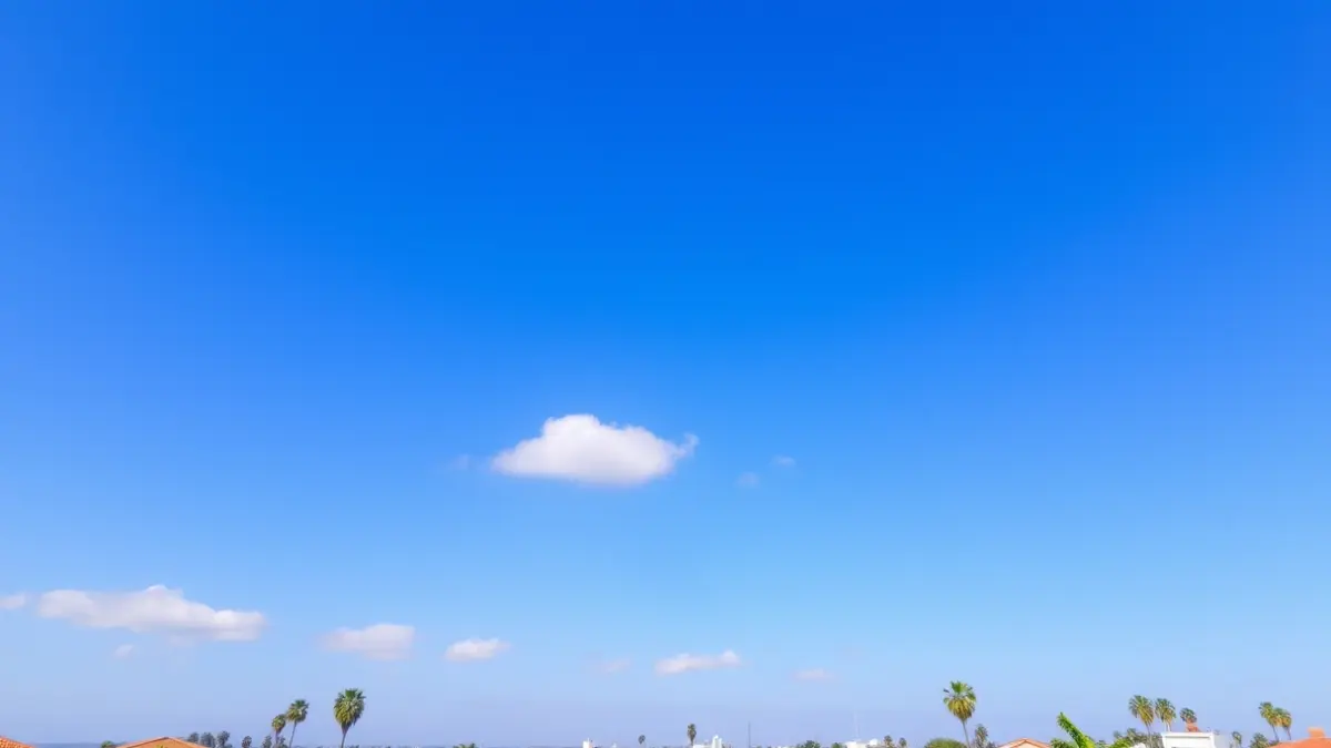 Imagen genérica de un cielo despejado sobre una localidad costera canaria.