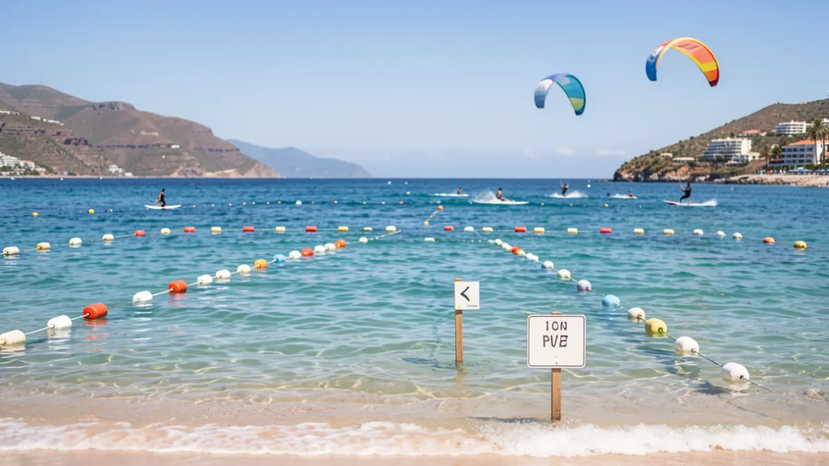 Imagen genérica de zonas de baño y deportivas delimitadas en una playa.