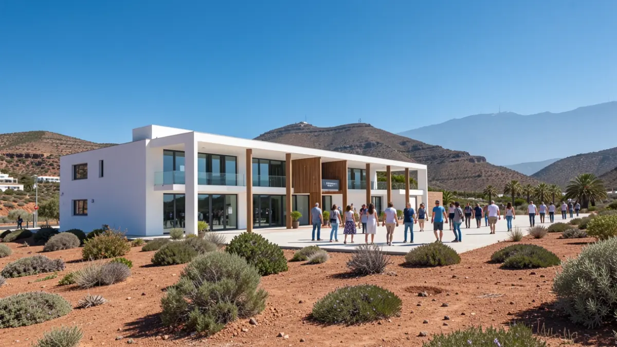 Generic image of a modern health center in a sunny environment.