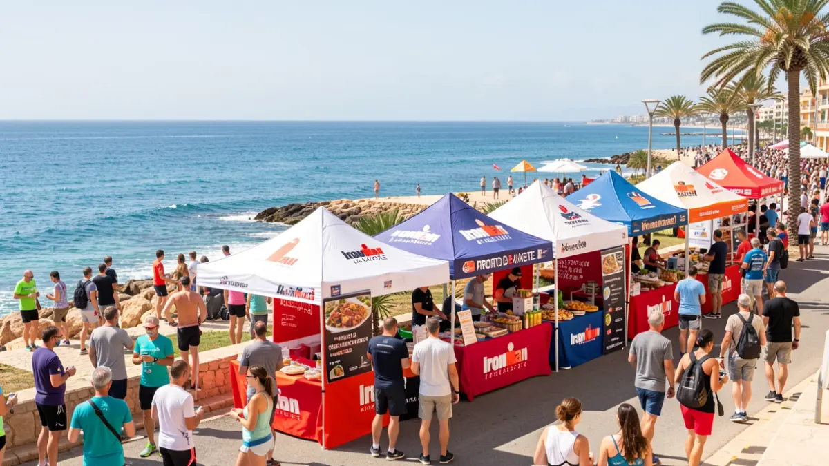 Imagen genérica de un evento deportivo en Lanzarote con carpas informativas.