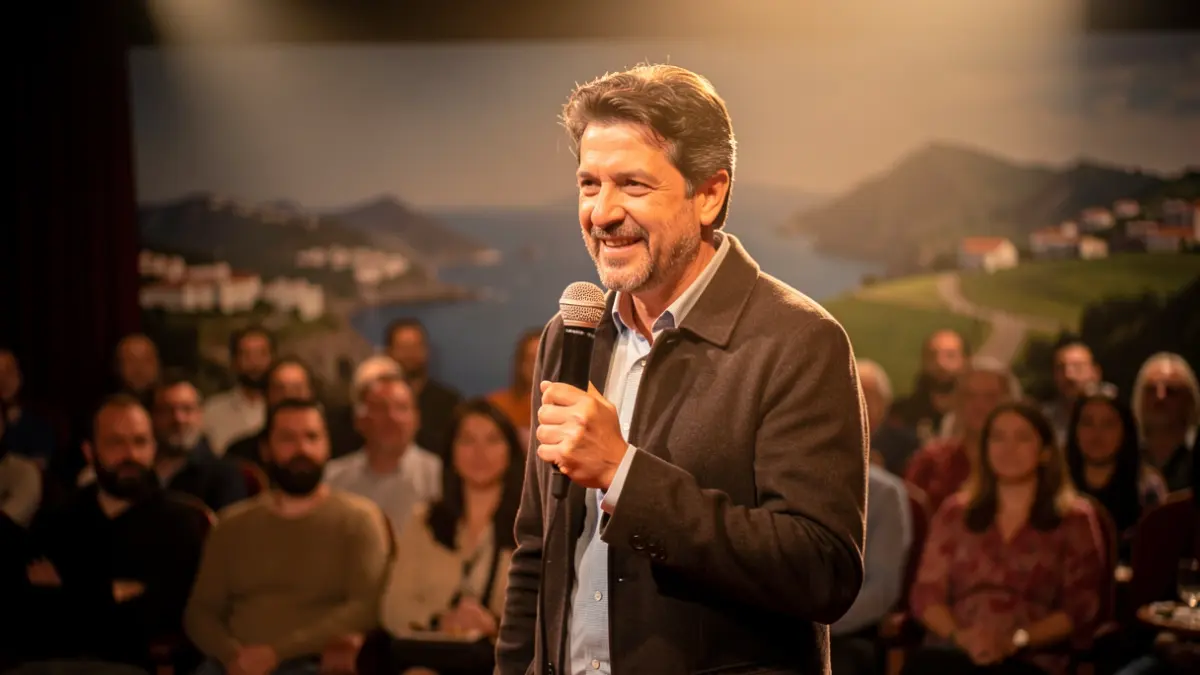 Imagen genérica de un comediante actuando en un teatro.