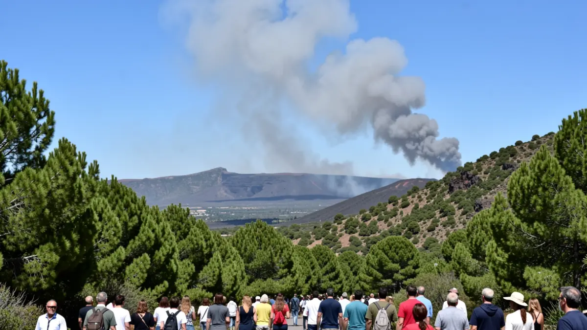 Generic image of a smoke column over a forest in the Canary Islands.