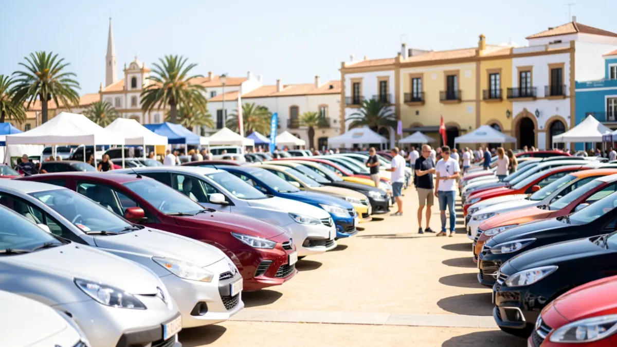 Imagen genérica de una feria de coches al aire libre en Canarias.