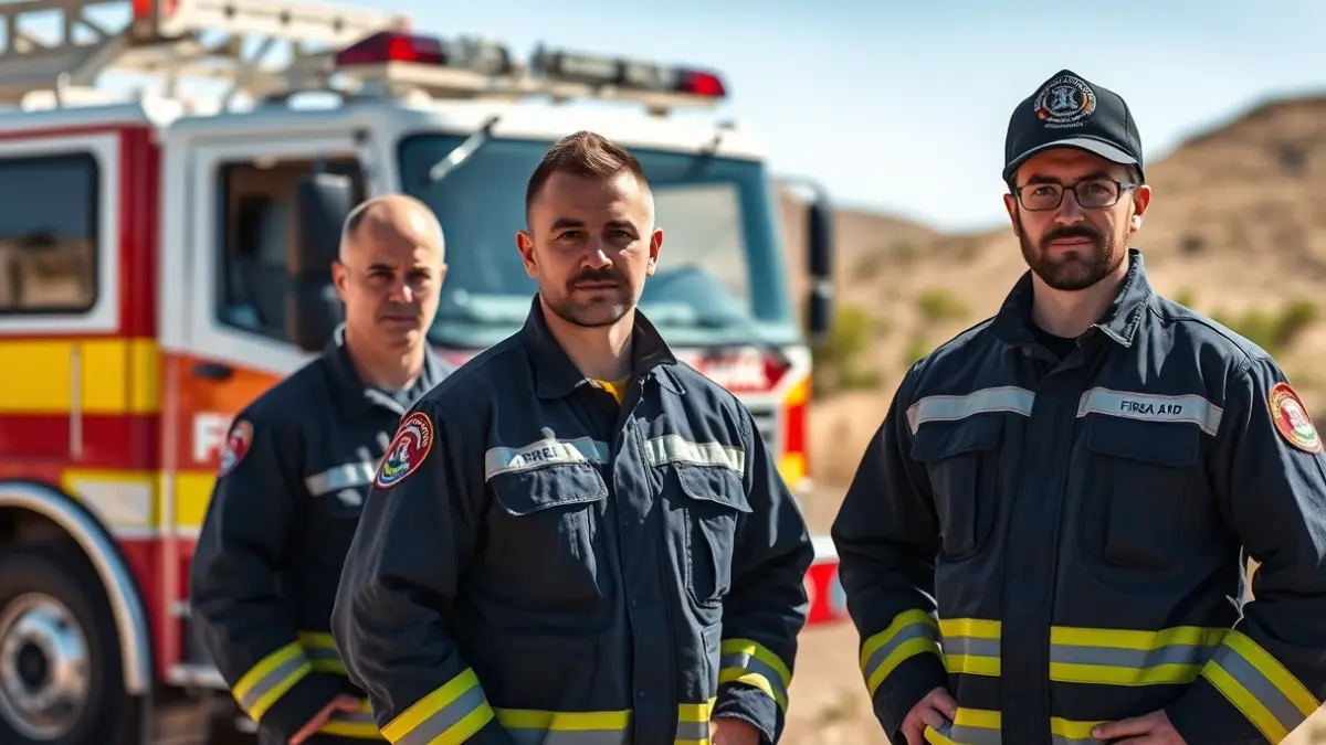Image of Lanzarote firefighters on an international training mission.