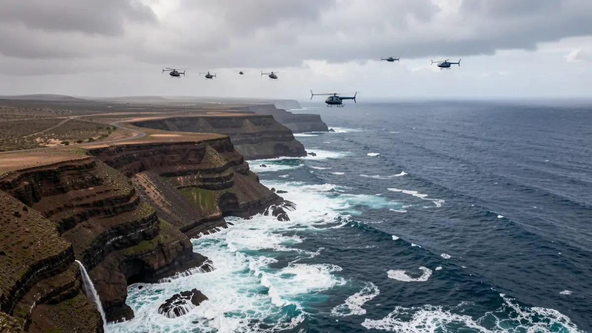 Generic image of rescue helicopters searching the Fuerteventura coast.