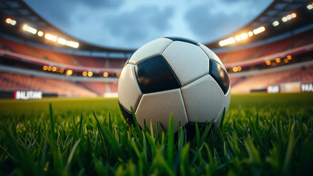 Imagen genérica de un balón de fútbol en el césped de un estadio.
