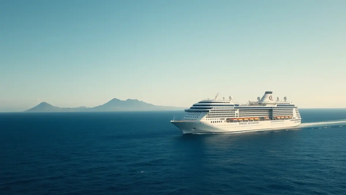 Image of a cruise ship sailing towards the Canary Islands.