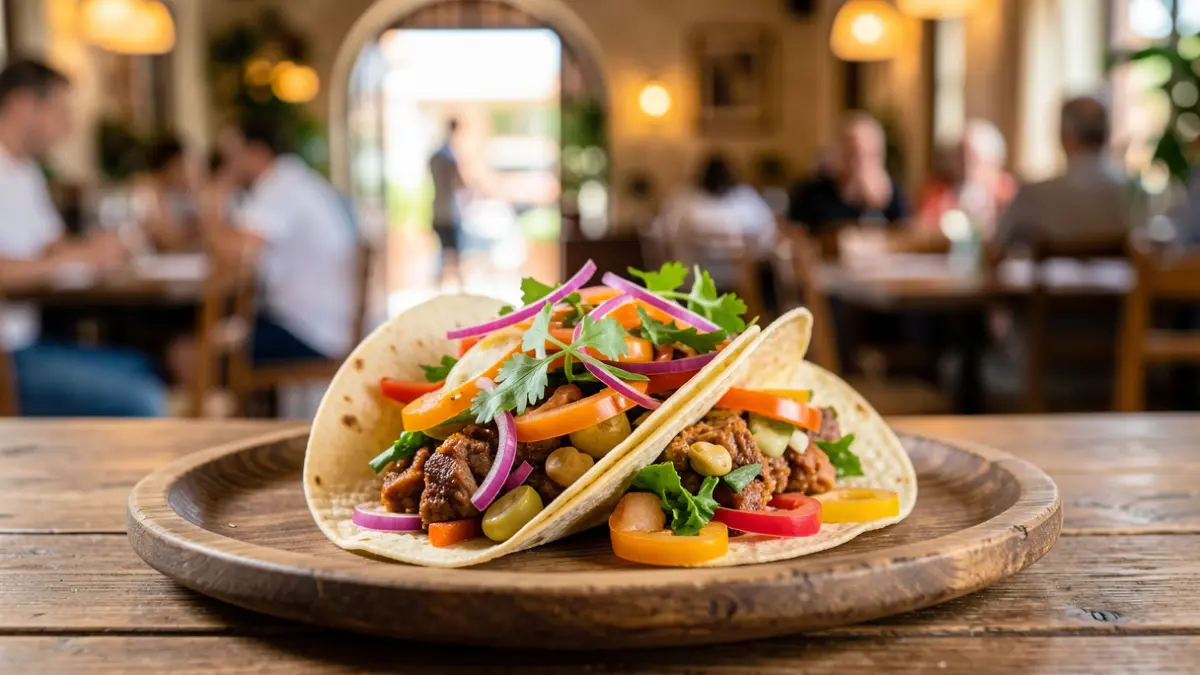 Taco colorido y apetitoso, listo para ser degustado en el Campeonato de Tacos de España.