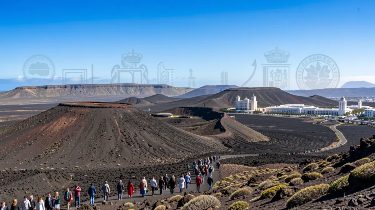 Imagen genérica de un paisaje volcánico de Canarias con cielo azul, simbolizando la colaboración institucional.