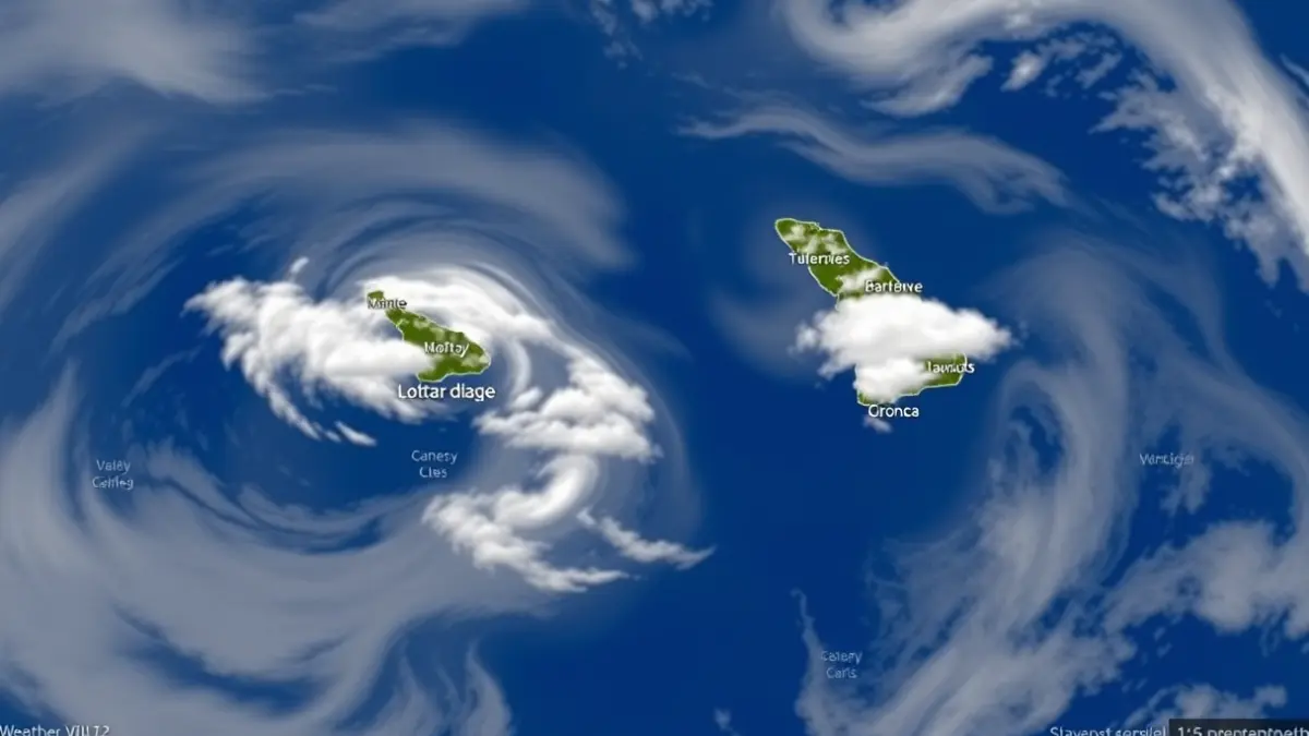 Generic image of a weather map with clouds over the Canary Islands.