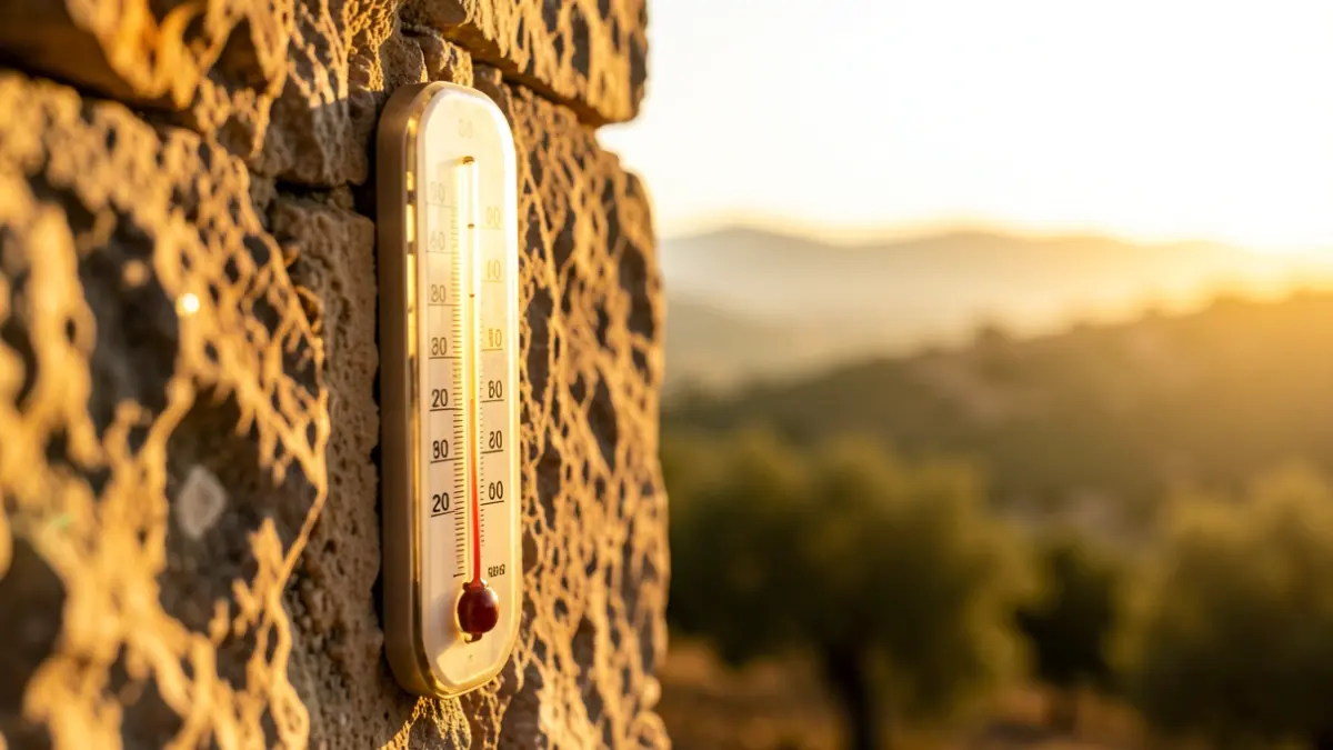 Generic image of a thermometer under intense sunlight.