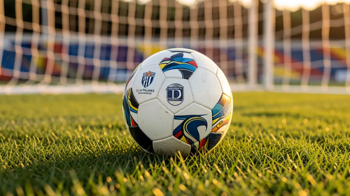 Imagen genérica de un balón de fútbol sobre césped con la red de una portería desenfocada.