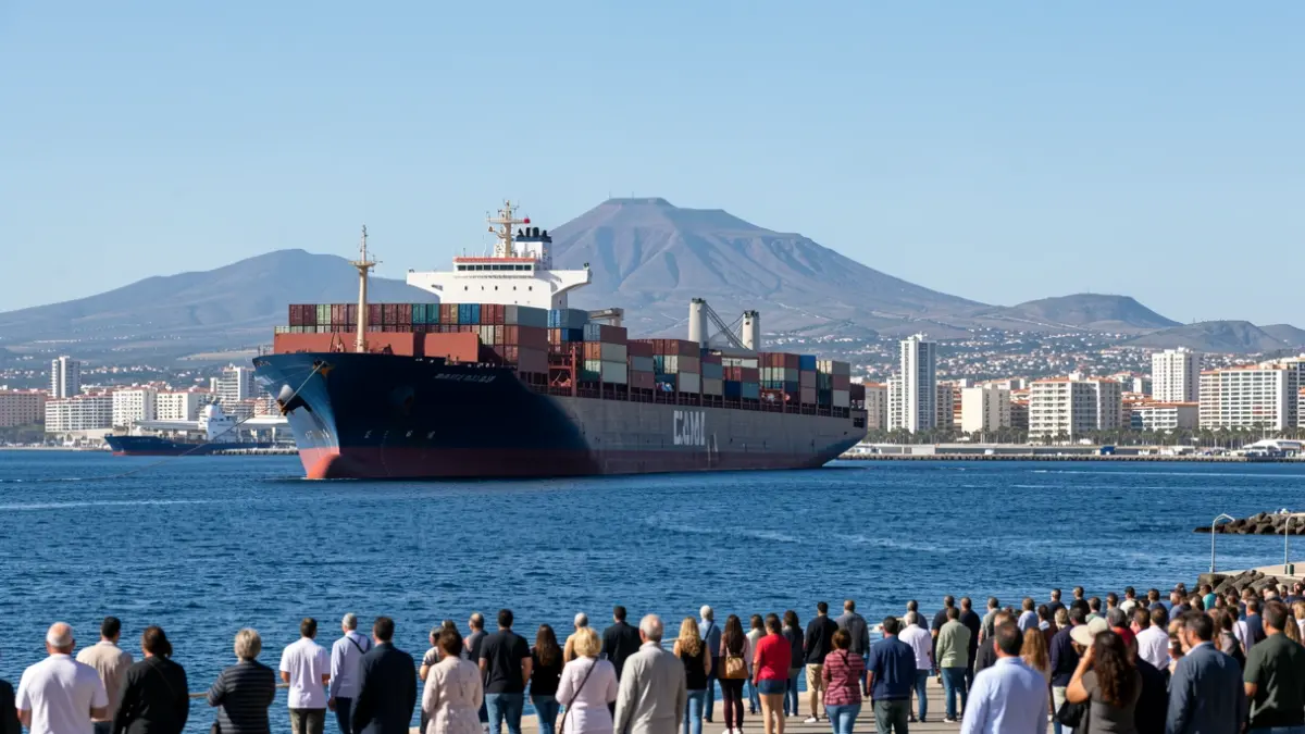 Generic image of a cargo ship in the Port of Las Palmas.