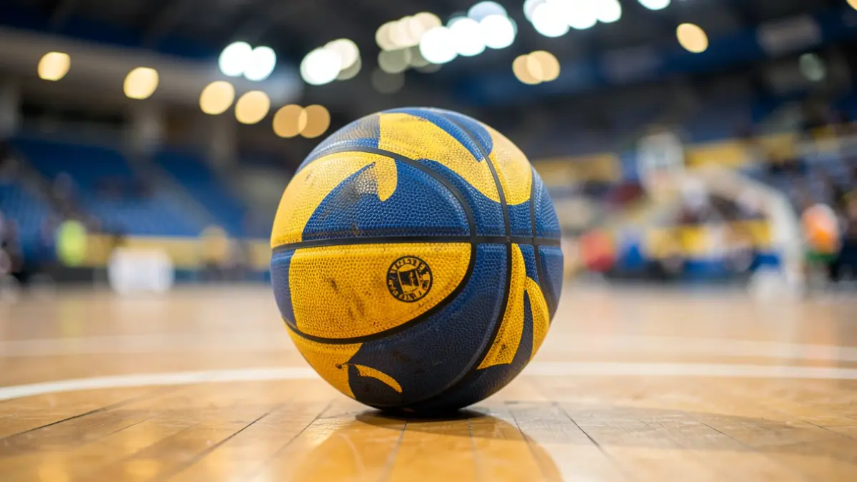 Generic image of a basketball on a court.