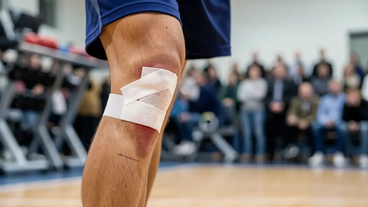 Generic image of a basketball player's leg muscle injury.