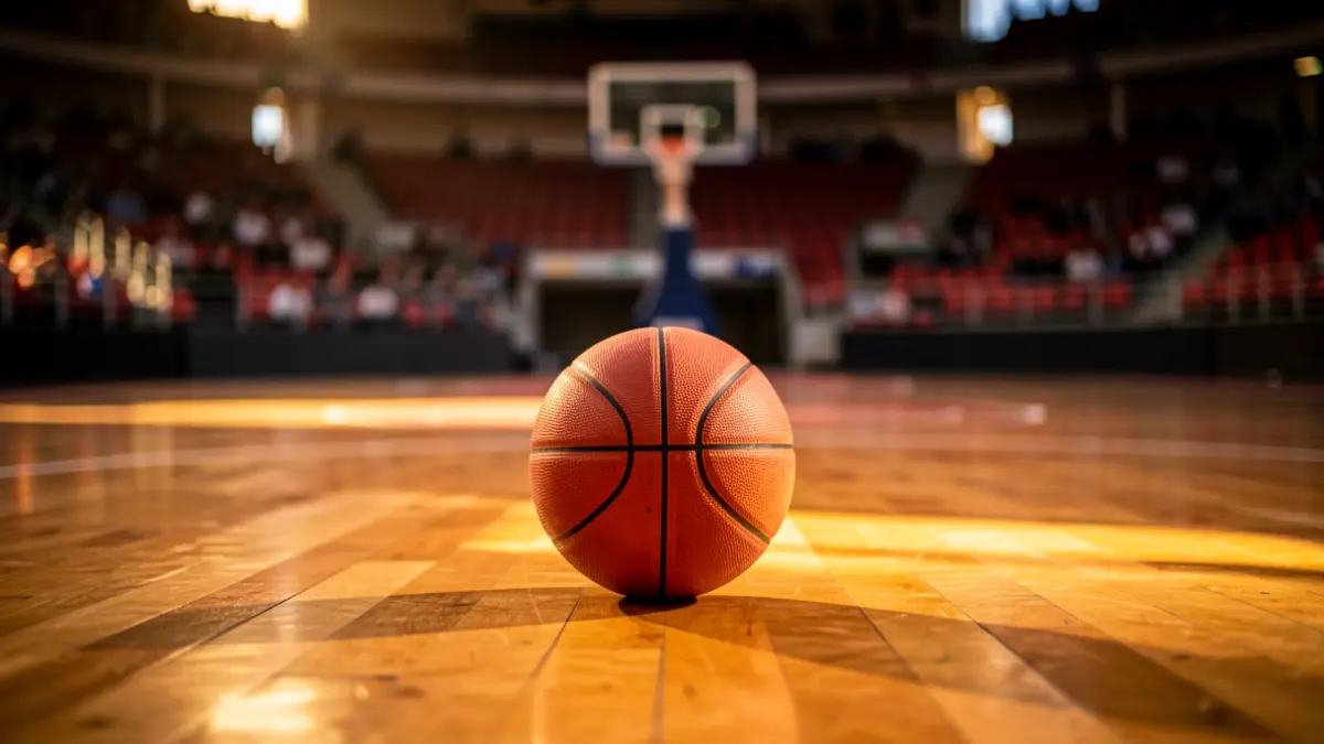 Imagen genérica de una cancha de baloncesto con un balón.